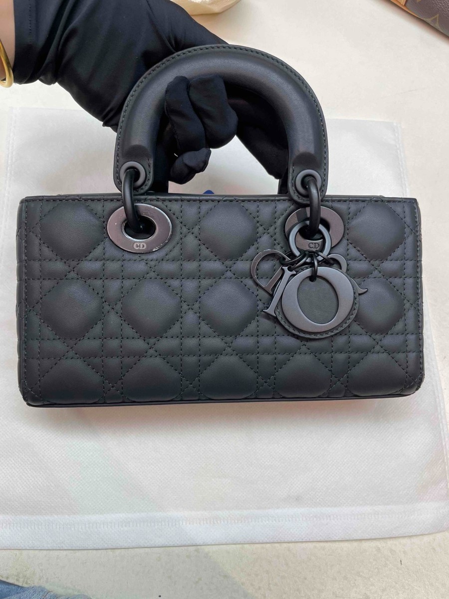 Dior Lady D-Joy Small Matte Black Calfskin Cannage Top Handle
