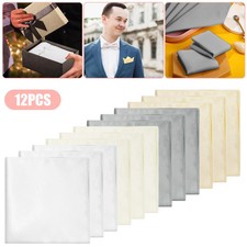 12Pcs Solid Satin Men Handkerchiefs Hanky Pocket Square Hankies Lot Set Vintage