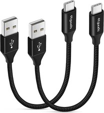 2-Pack USB to USB C Cable 1ft, Short USB A to Type C Charger Cord Fast Charging