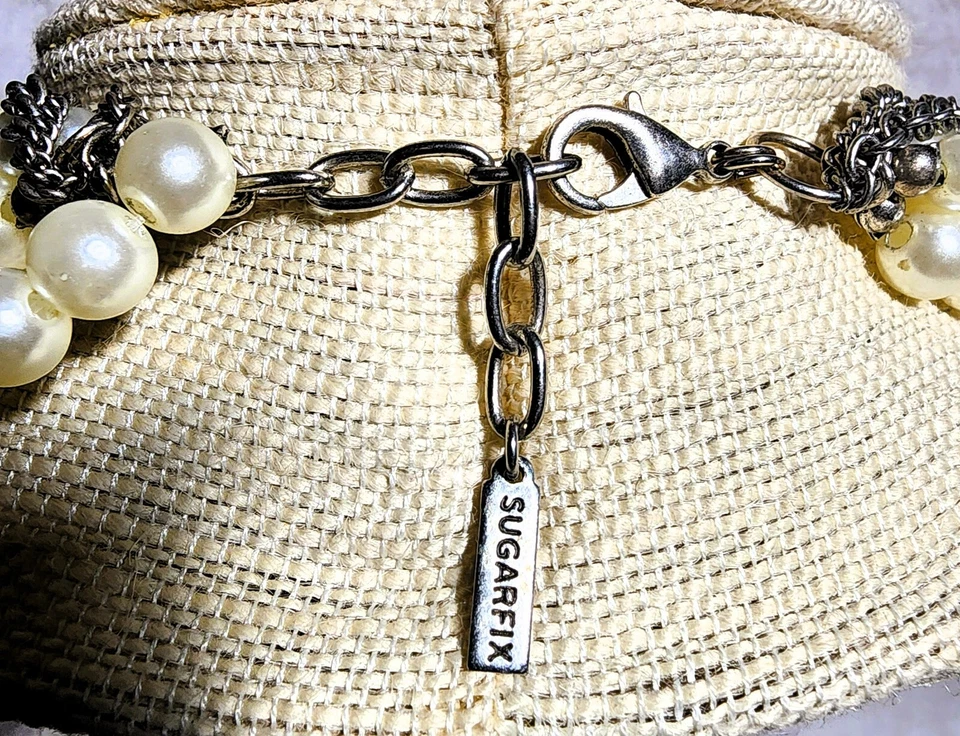 Vintage Sugarfix Faux Pearl Statement Necklace- Adjustable - Image 3 of 4