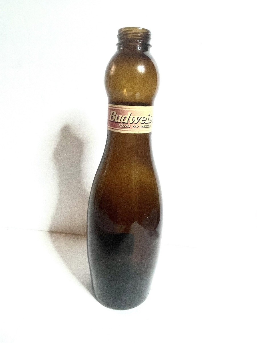 1997 budweiser bottle pint size with football helmet Vintage 1997 Collectible Budweiser Bowling Pin Bottle Empty Glass Beer Pint