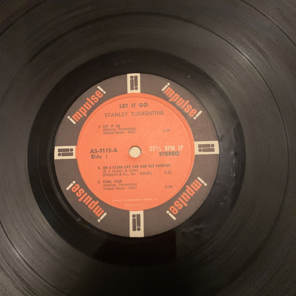 STANLEY TURRENTINE - LET IT GO “ORIGINAL US IMPULSE AS-9115 STEREO 