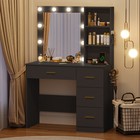 Black Makeup Vanity Desk Dressing Table with 10LED Lights Large Mirror 4 Drawers