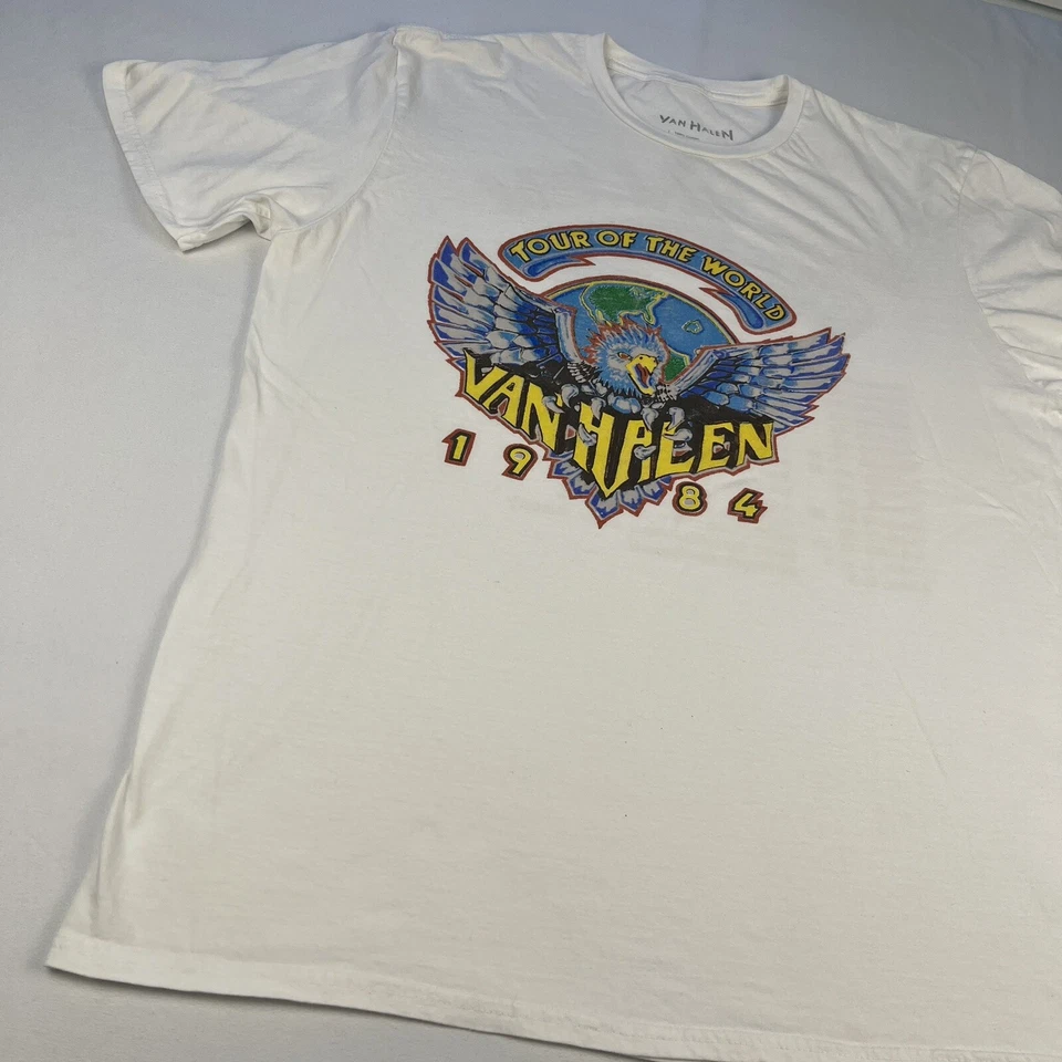 Van Halen Tour of the World 1984 Band Tee Size Large Repop White Eagle Graphic - Image 4 of 4