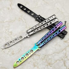 Navaja de Bolsillo de Entrenamiento de Acero Inoxidable Butterfly Balisong Trainer Práctica de Metal