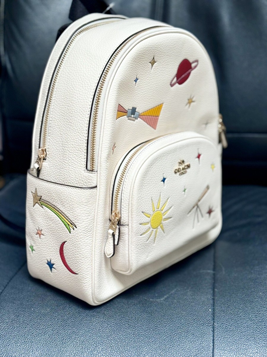 NWT Coach X Observed By Us Court Backpack In Leather- Chalk Multi