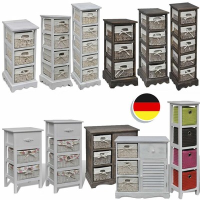 Regal Kommode mit Korbschubladen, Shabby-Look, Vintage, braun weiß grau