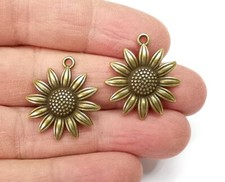 2 Pieces Sunflower Charms Antique Bronze Plated jewelry Accessories
