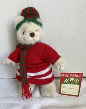 Vtg R. Dakin 9  Plush Jointed Teddy Bear Christmas Stuffed In Knit Outfit CM
