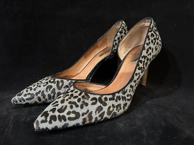 Halogen Marli Blue Black Leopard Print Calf Skin Sexy D'Orsay Style Heels  Sz