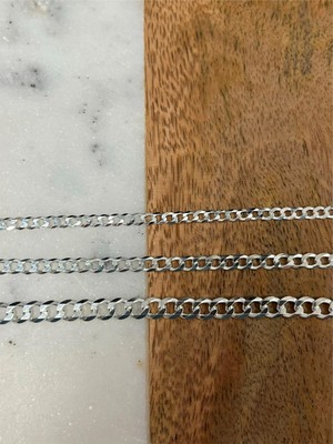 925 Massiv Sterlingsilber Flache Kubanische Bordsteinkette Halskette 4,5 mm 5,2 mm 7 mm