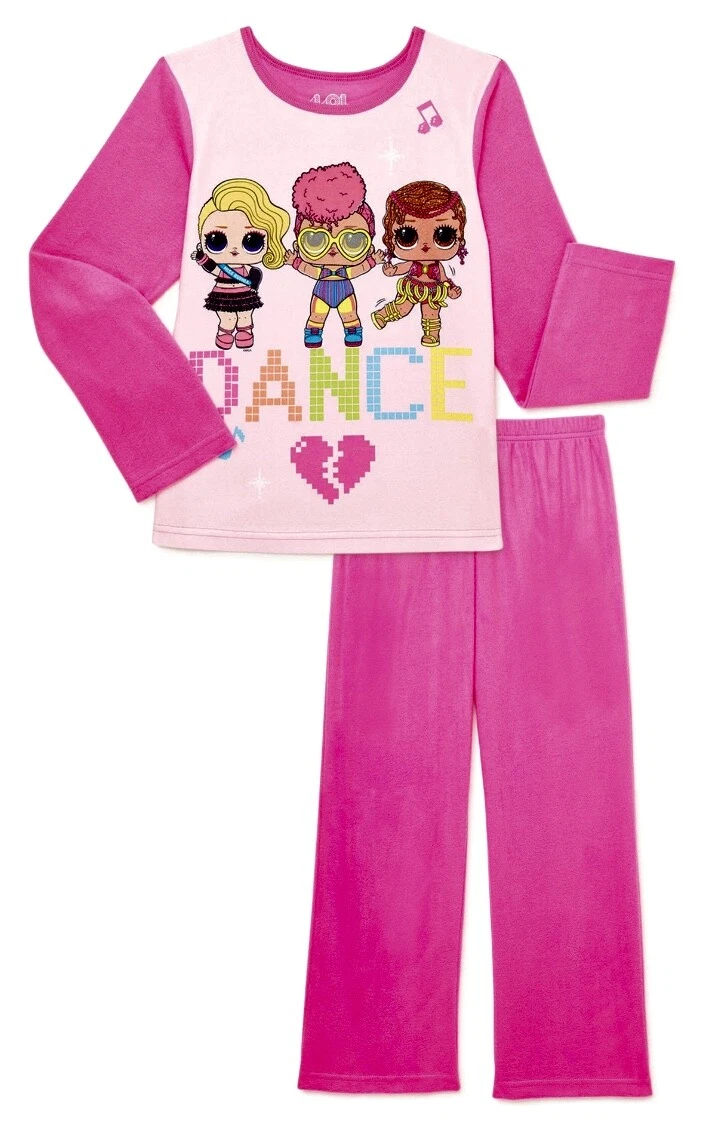 NEW LOL Surprise Girls Pink Flannel Pajamas PJs Doll Dance L.O.L Size 4 5
