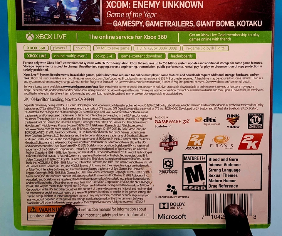 2K Essentials Collection:Bioshock, Borderlands, XCOM (XBOX 360, 2013) 3 Disk Set - Image 3 of 4