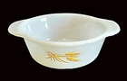Vtg Fire King Milk Glass #88 Wheat Pattern w/Handles Baking Dish 1 Pint