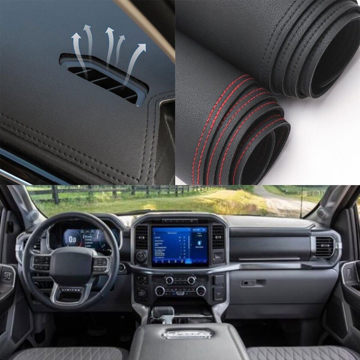 2021-2025 Ford F-150 Premium Non-Slip Leather Dashboard Cover Mat