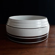 Richard Ginori Antonia Campi 1967 Salad Bowl Pot Series White Brown Stripes