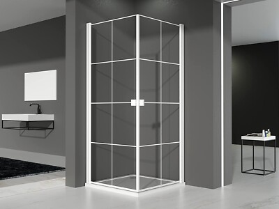 Dusche Duschkabine Glasdusche Eckdusche Factory White Rectangle 90 x 90 x 200 cm