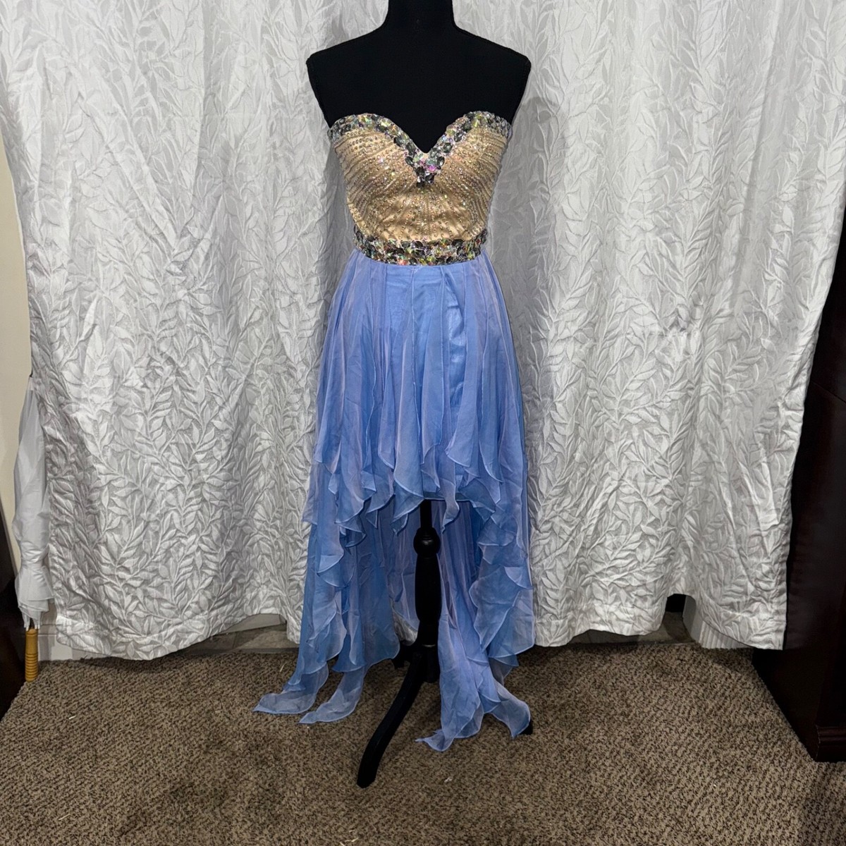 sherri hill purple strapless dress Sherri Hill Strapless Satin Corset Prom Dress 56161 Mocha / 0