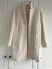 Hush 90% Wool Ecru Cream Winter White Cocoon Coat Single Breasted Notch Lapel 6