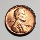 1955 P LINCOLN WHEAT PENNY REVERSE DIE CRACK UNC #C8407