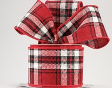 Holiday Christmas Woven Tartan Plaid Wire Ribbon 2.5 X 10 Yards 30 ft New