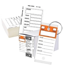 Versa-Tags 250 Key Tags PLUS 100 Kleer-Bak Window Stock Stickers White-Orange