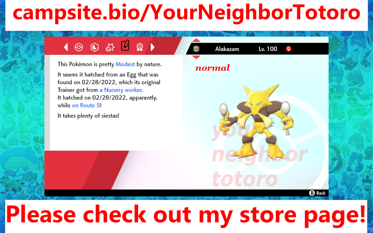 ALAKAZAM - Ultra Shiny / Normal / Egg - 6IV - Pokemon Sword & Shield SWSH