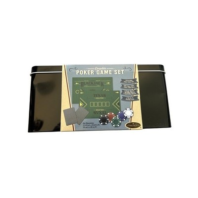 Barrington Complete Poker Game Set Unisex OS Black Excellent 200 Chips Tin Mat