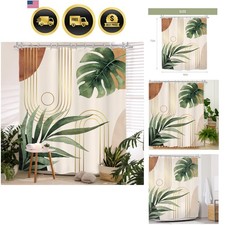 Boho Sage Green Shower Curtain 60Wx72L Inches, Abstract Bohemian Mid Century ...