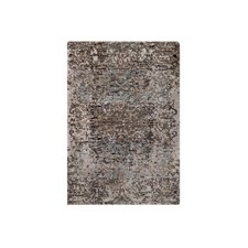 2'x3' Brown Hand Knotted Erased Flower Design Silk with Wool Mat Rug 92596