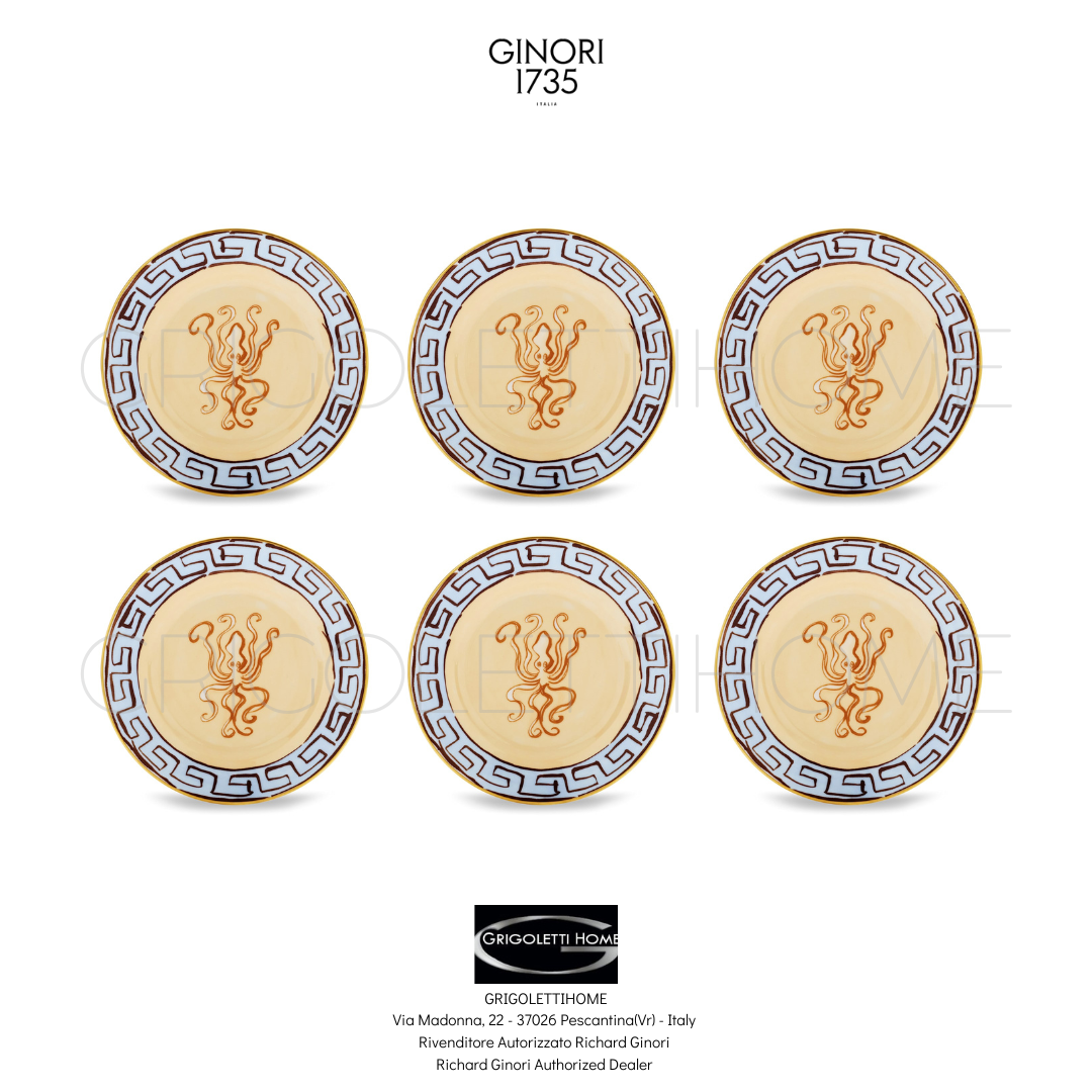 Richard Ginori - Il Viaggio Di Nettuno 6 Bread Plates Terracotta