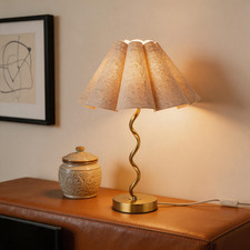 Gold Metal Table Lamp with Pleated Shade for Home Office