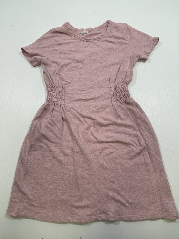 Harper Canyon Girls Pink Cotton Blend Short Sleeve Side Ruching Casual Dress M