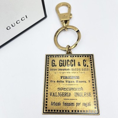 GUCCI Vintage Schlüsselanhänger Taschenanhänger G. Gucci & C. Plakette goldfa...