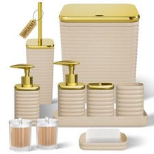 Bathroom Set - 10PC Bathroom Accessory Set, Beige Bathroom Set, Luxury Bathro...