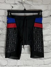 TYR Competitor 7" Tri Swim Shorts, Men's Black Blue Red Size XS, NEW MSRP 69.99