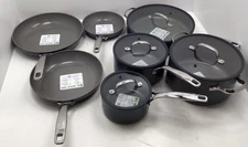GreenPan Eras Hard Anodized Healthy Ceramic Nonstick  11 Piece Cookware Open Box