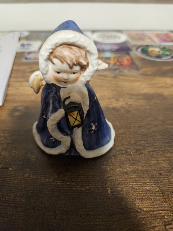VTG 1958 Goebel ANGEL Robson 412 lantern blue Christmas figure W. Germany Signed