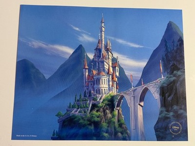 Disneys Beauty And The Beast Castle Original Exclusive Lithograph