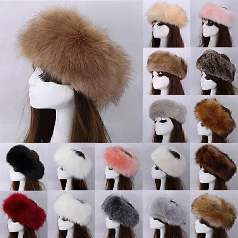 Ladies Soft Fluffy Faux Fur Russian Cossack Womens Warm Winter Hat Headbands Cap - Image 3 of 4
