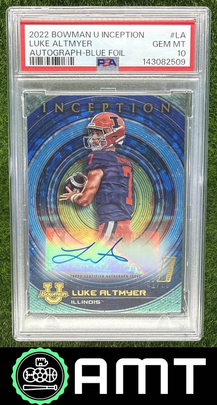 Luke Altmyer Auto PSA 10 2022 Bowman University Inception /99 Blue Foil 2509