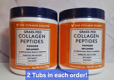 Grass-fed Collagen Peptides, Unflavored Powder, 2 Tubs, 30 Servings, 09/2027 