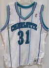 Charlotte Hornets Basketball # 31 Sand Knit Authentic Issue Jersey Keys Rambis