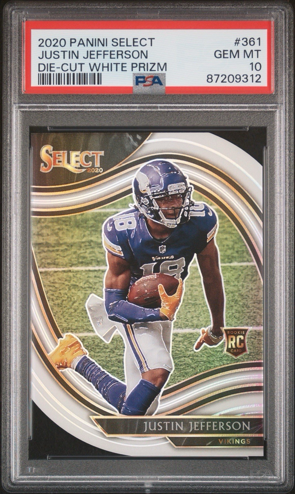 2020 Select Justin Jefferson Rookie Die-Cut White Prizm #361 PSA 10 Gem Mint RC!
