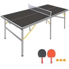 6ft Mid-Size Foldable Portable Ping Pong Table Set with Net, 2 Paddles, 3