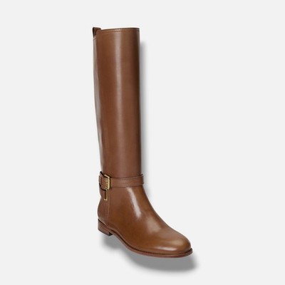 Lauren Ralph Lauren Women's Brown Blayke Buckled Riding Boots Size 6B