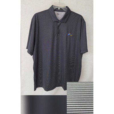 Storm Creek Polo Shirt Men 2XL Gray Microstripe Performance Short Sleeve UPF 50+