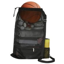 NATURAL STYLE Large Mesh Swim Beach Bag, Mesh Drawstring Gym Bag for Black