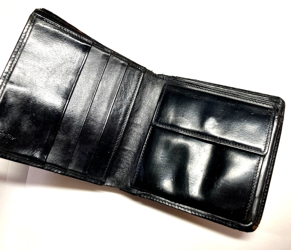 CARTIER VINTAGE PASHA PRATA CC EMBLEMA CARTEIRA DE COURO MOEDA BIFOLD ESPANHA PRETA - Imagem 3 de 4