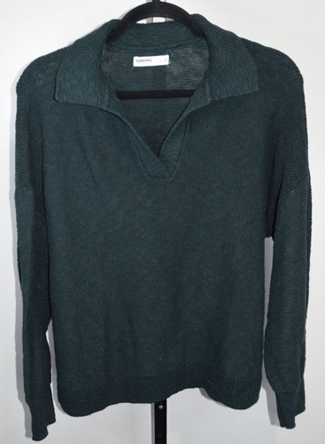 Sonoma Goods for Life Dark Green Knit Collared V-Neck Sweater Long Sleeve XL